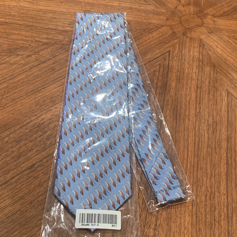 Ermenegildo Zegna Blue Tie with Brown Pattern EUC